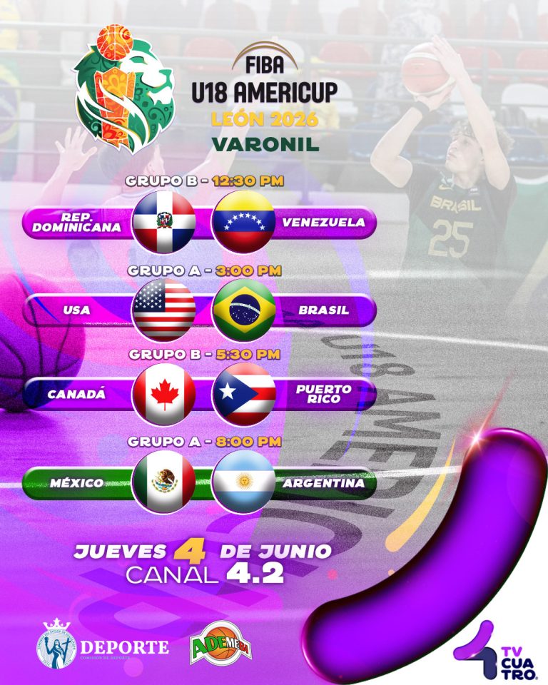 FIBA U18 AMERICUP LEÓN 2026 VARONIL | Jueves 4 de junio, canal 4.2
