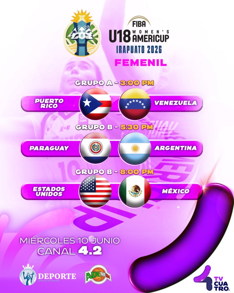 FIBA WOMEN’S U18 AMERICUP IRAPUATO 2026 | Miércoles 10 de junio, canal 4.2
