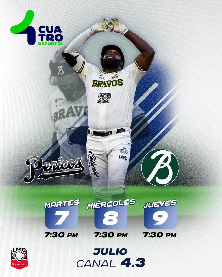 PERICOS DE PUEBLA VS. BRAVOS DE LEÓN | Martes 7, miércoles 8 y jueves 9 de julio, canal 4.3